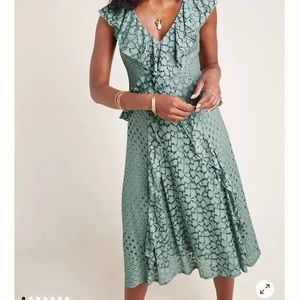 Anthropologie Antoinette Ruffled MIDI Dress NWOT 10